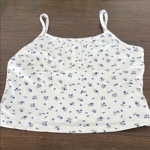 SHEIN Floral White and Blue Girls Top